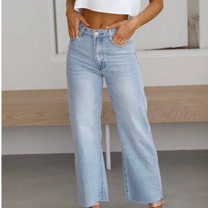 Light Wash High-Rise Wide-Leg Jeans